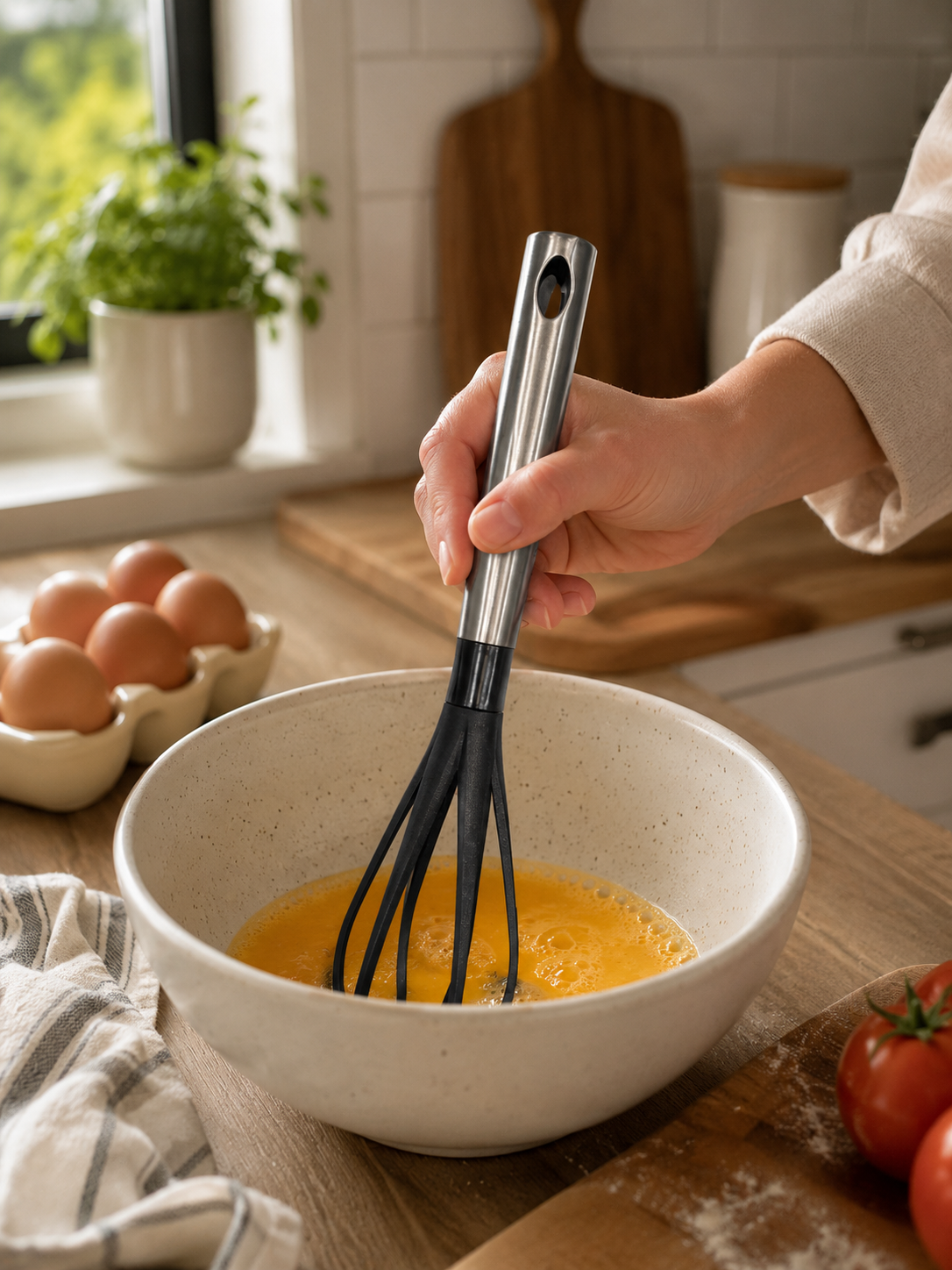 3PCS Nylon Whisk Set Kitchen Egg Beater Non-Stick Stainless Steel Handle Mixing Whisk