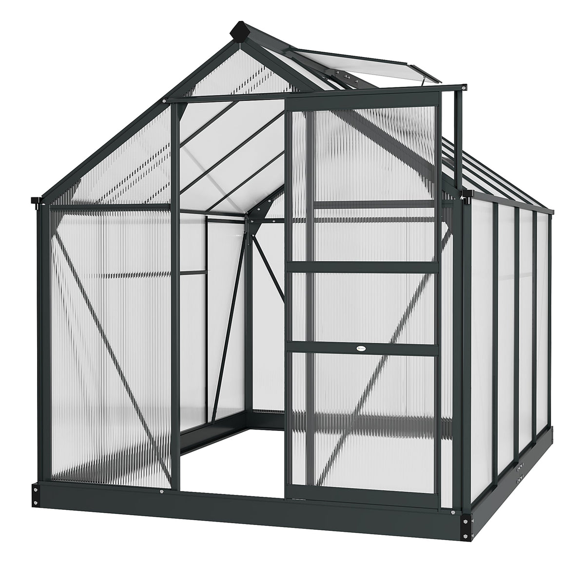 BloomGreen 6' x 8' x 6.6' Polycarbonate Greenhouse with Aluminum Frame, Grey