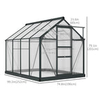 BloomGreen 6' x 8' x 6.6' Polycarbonate Greenhouse with Aluminum Frame, Grey