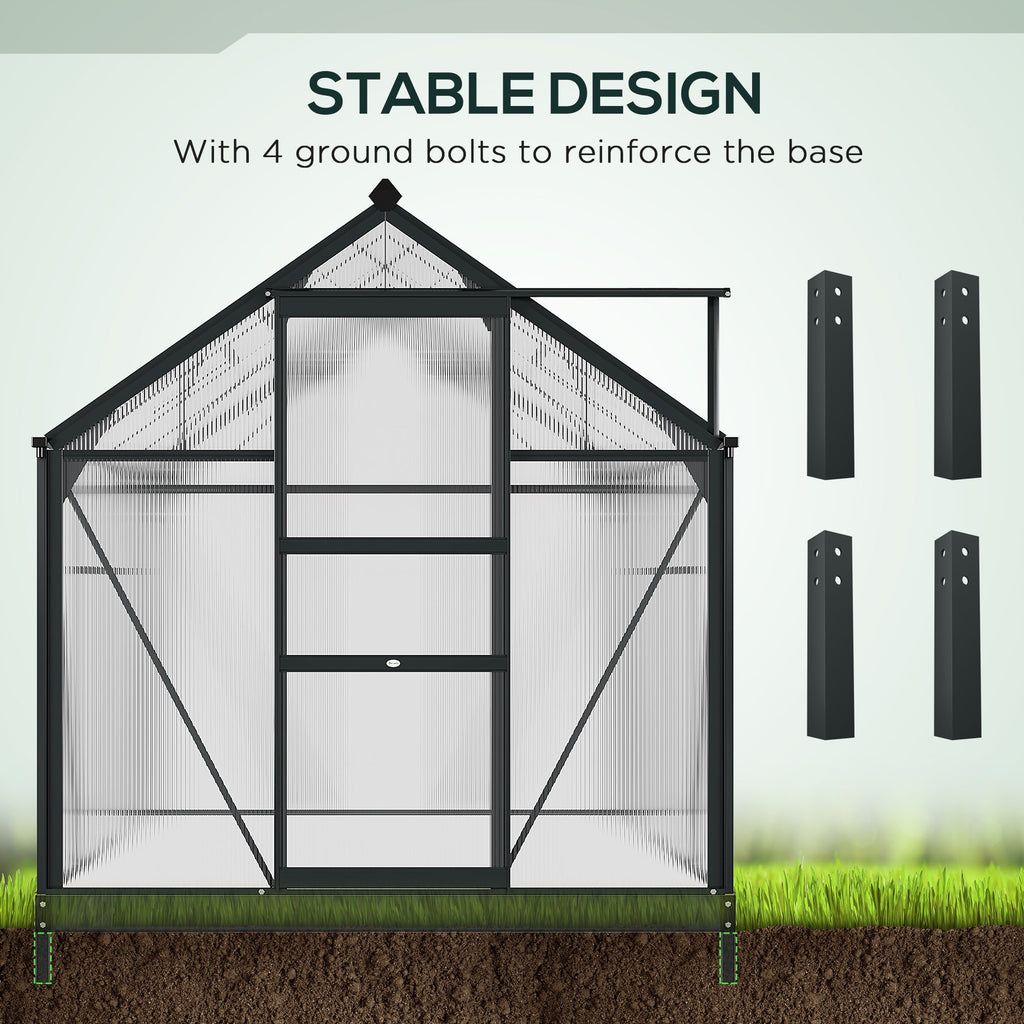BloomGreen 6' x 8' x 6.6' Polycarbonate Greenhouse with Aluminum Frame, Grey