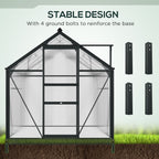 BloomGreen 6' x 8' x 6.6' Polycarbonate Greenhouse with Aluminum Frame, Grey