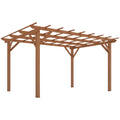 PerArbor 10' x 13' Wood Pergola for Climbing Plant Support and Patio Parties, Dark Brown