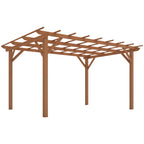 PerArbor 10' x 13' Wood Pergola for Climbing Plant Support and Patio Parties, Dark Brown