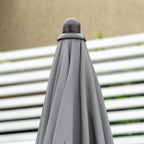 6-Piece Patio Dining Set with 4 Folding Chairs, Round Glass Table & Umbrella, Gray