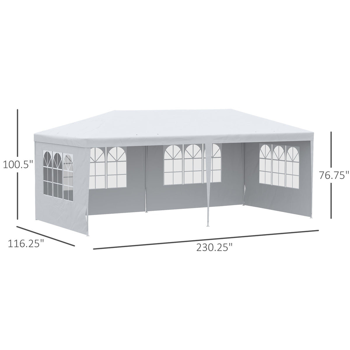 20' x 10' Gazebo Canopy Party Tent, Removable Side Walls, Outdoor Events, White