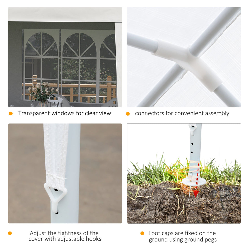 20' x 10' Gazebo Canopy Party Tent, Removable Side Walls, Outdoor Events, White