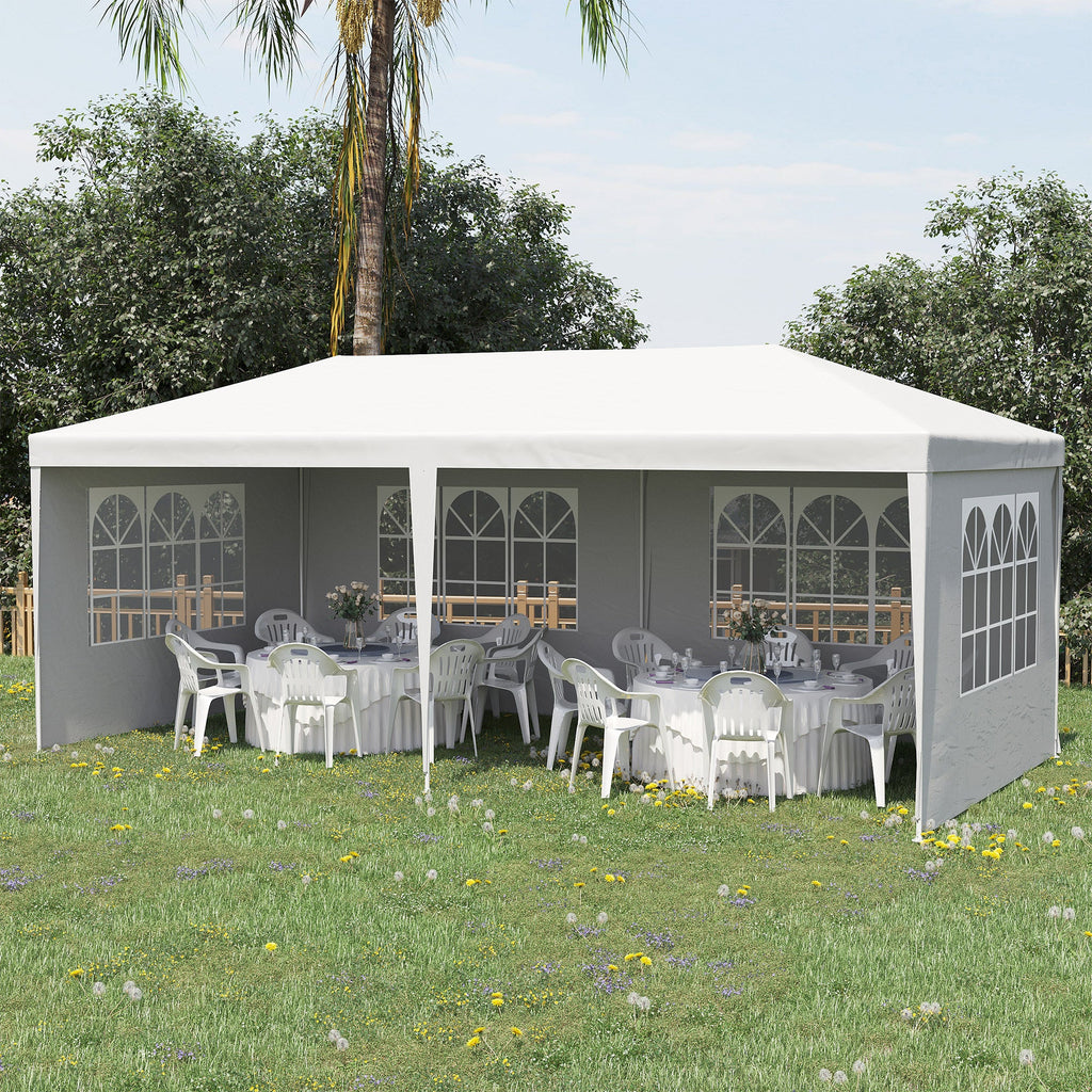 20' x 10' Gazebo Canopy Party Tent, Removable Side Walls, Outdoor Events, White