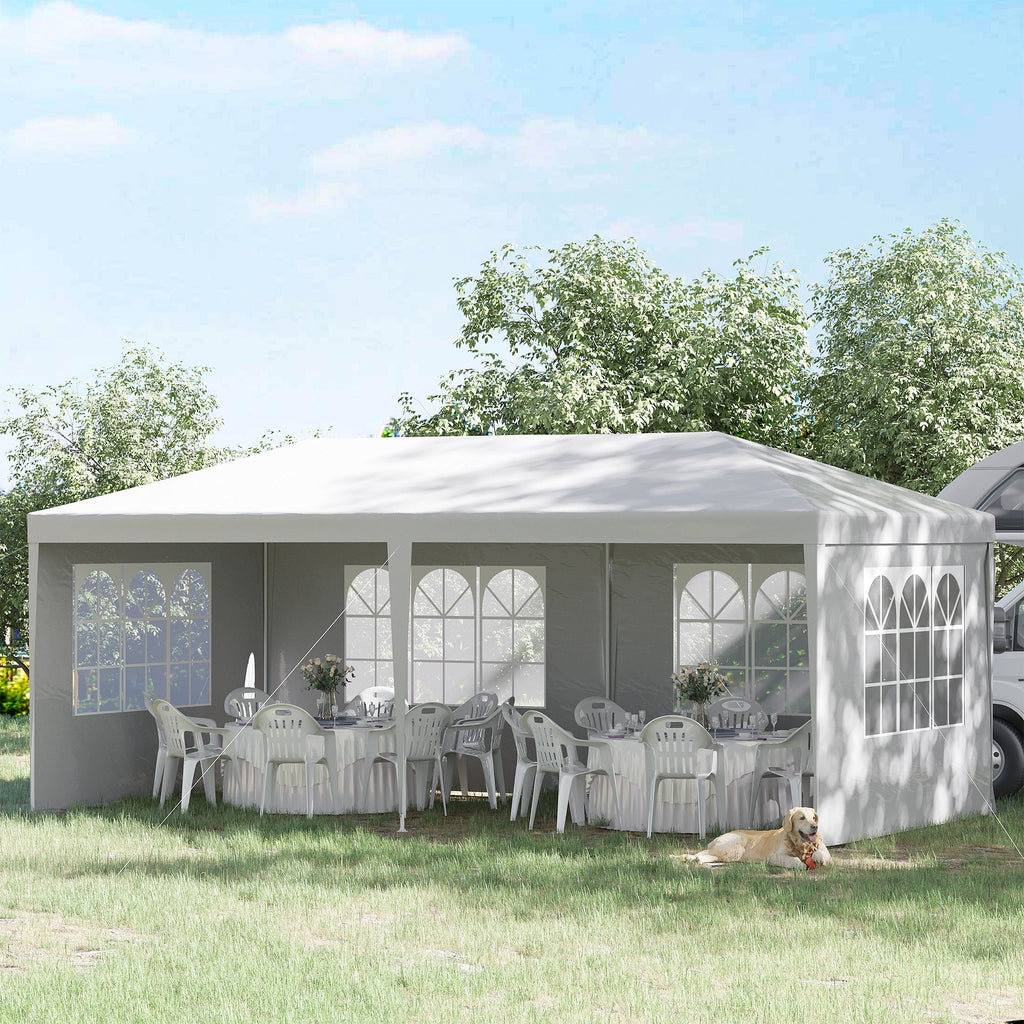 20' x 10' Gazebo Canopy Party Tent, Removable Side Walls, Outdoor Events, White