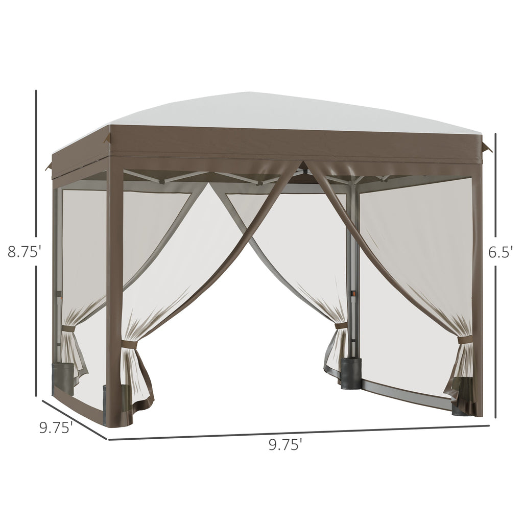 10' x 10' Pop Up Canopy Tent with Netting, Cream