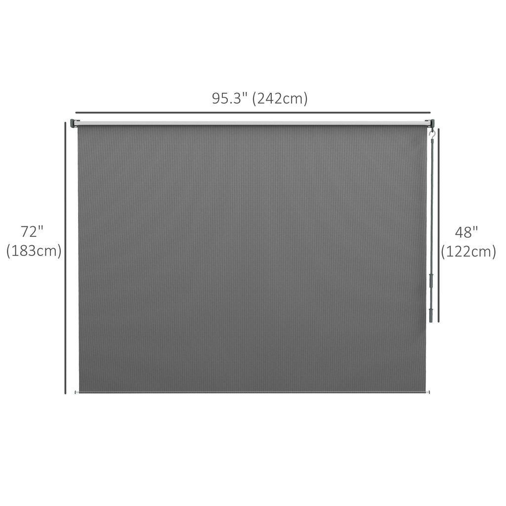 8'W x 6'H Roller Shades for Porch Balcony Gazebo, Light Grey