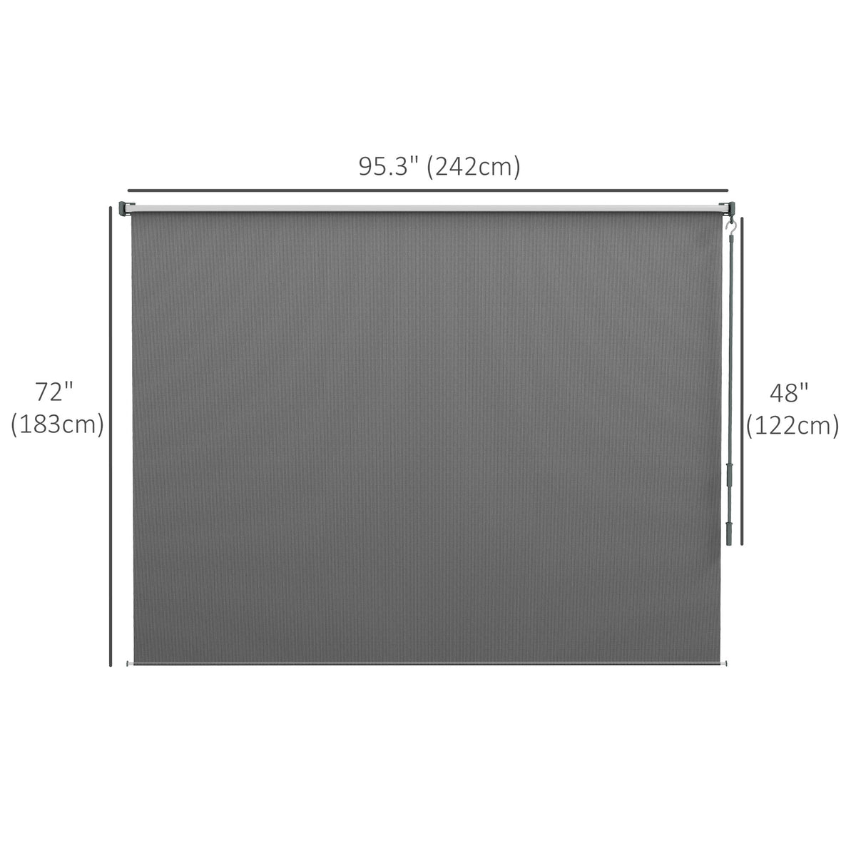 8'W x 6'H Roller Shades for Porch Balcony Gazebo, Light Grey