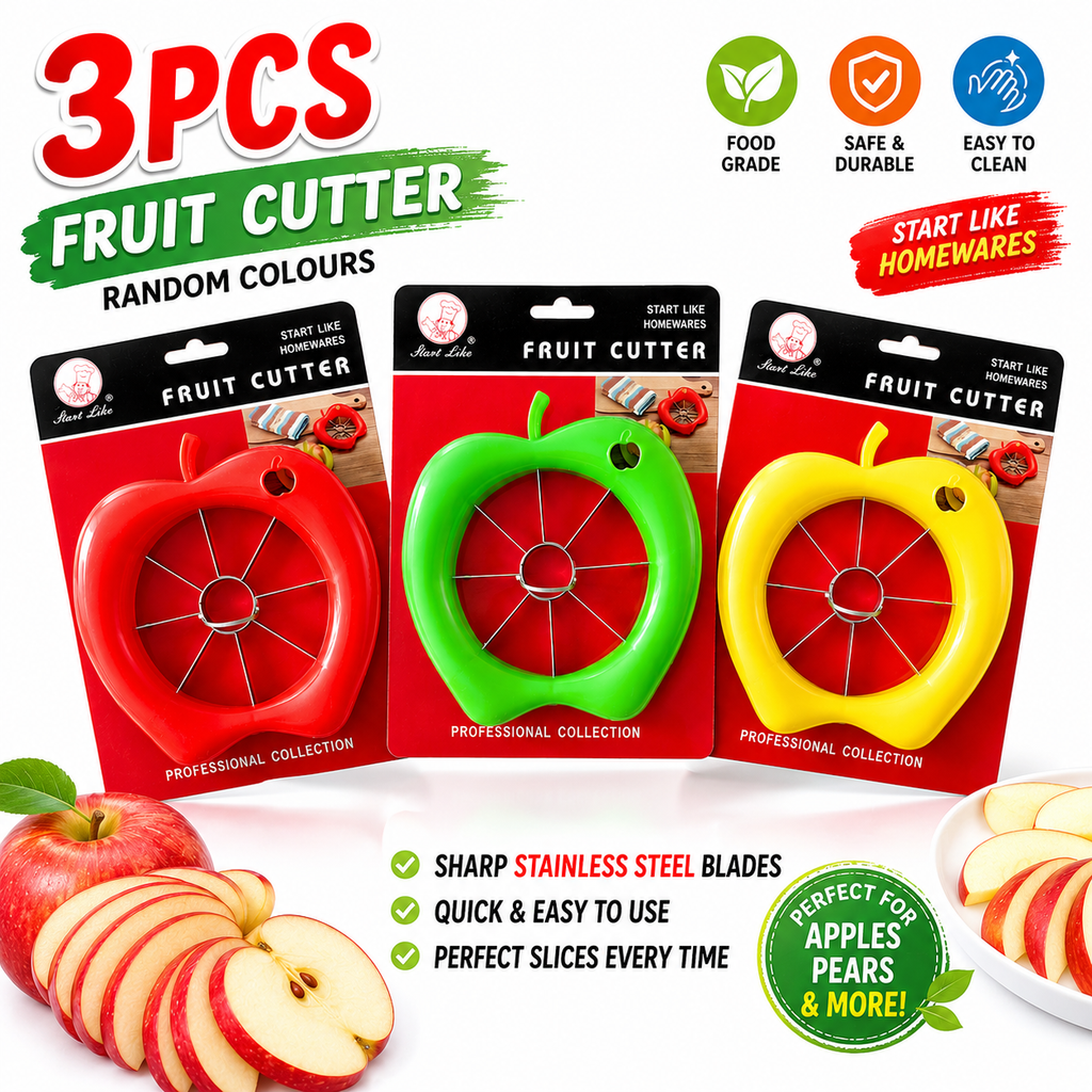 3PCS Fruit Cutter Apple Slicer Corer Stainless Steel Blade Kitchen Tool Random Colours