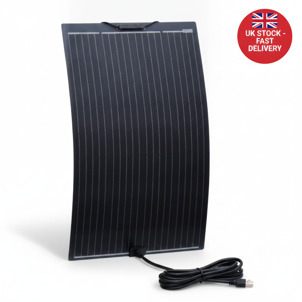 120W black semi-flexible fibreglass solar panel with durable ETFE coating