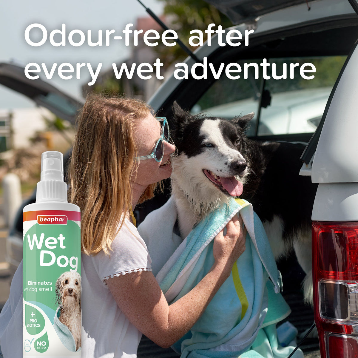 Beaphar Wet Dog Spray 250ml Odour Control Probiotics Aloe No Rinse Fresh Coat