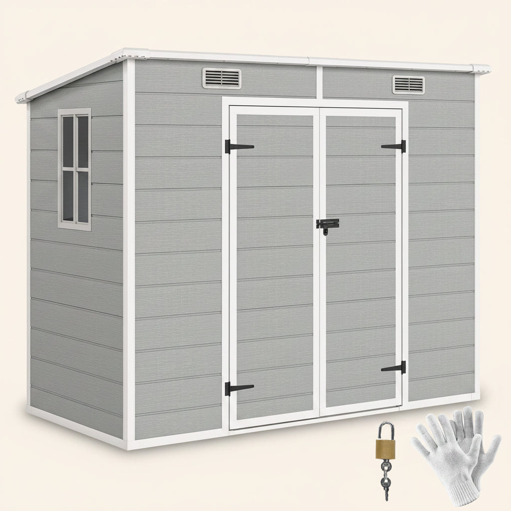 ResiHaven 8' x 4' Resin Storage Shed for All Seasons, Light Grey