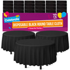 Black Round Table Cloth 140cm Disposable | Halloween Party | 72 Pack