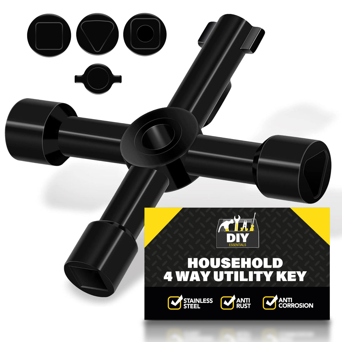 4-Way Utility Key | Multifunctional Meter & Cabinet | Anti-Rust Steel