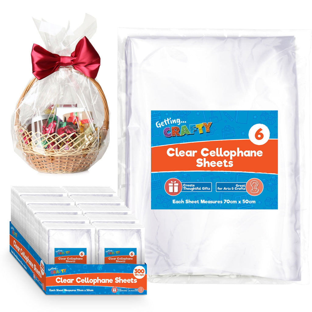 Clear Cellophane Wrap 50x70cm | Hampers Flower Gift Plastic | 300 Pack