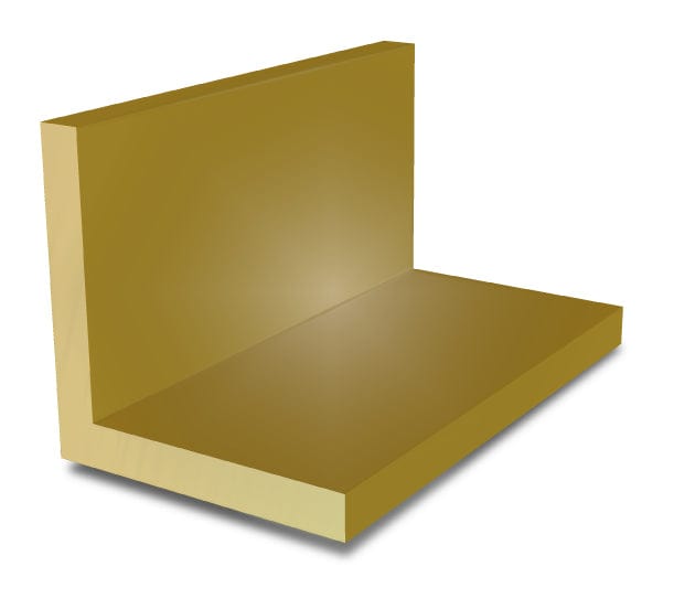 25.4mm x 12.7mm x 3.2mm (1" x 1/2" x 1/8") Brass Unequal Angle