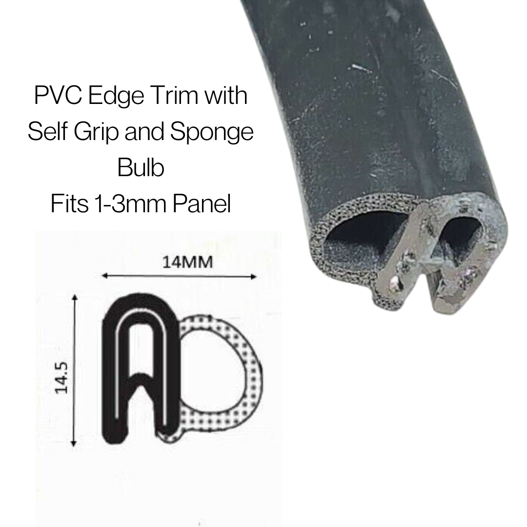 Small Universal Rubber Edge Trim - TSEC 500 | Durable, Flexible, and Easy to Install (fits 1-3mm Panel Thickness)