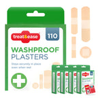 Waterproof Washproof Plasters | Assorted First Aid Strips for Kids & Adults | 110 Pack