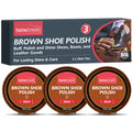 Wax Shoe Polish Brown 50ml Leather Boot Cleaner | 3 Pack
