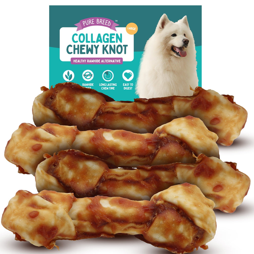 4-12pk Collagen Dog Treats Chicken Chewy Rolls Large Long Lasting Easy Digest