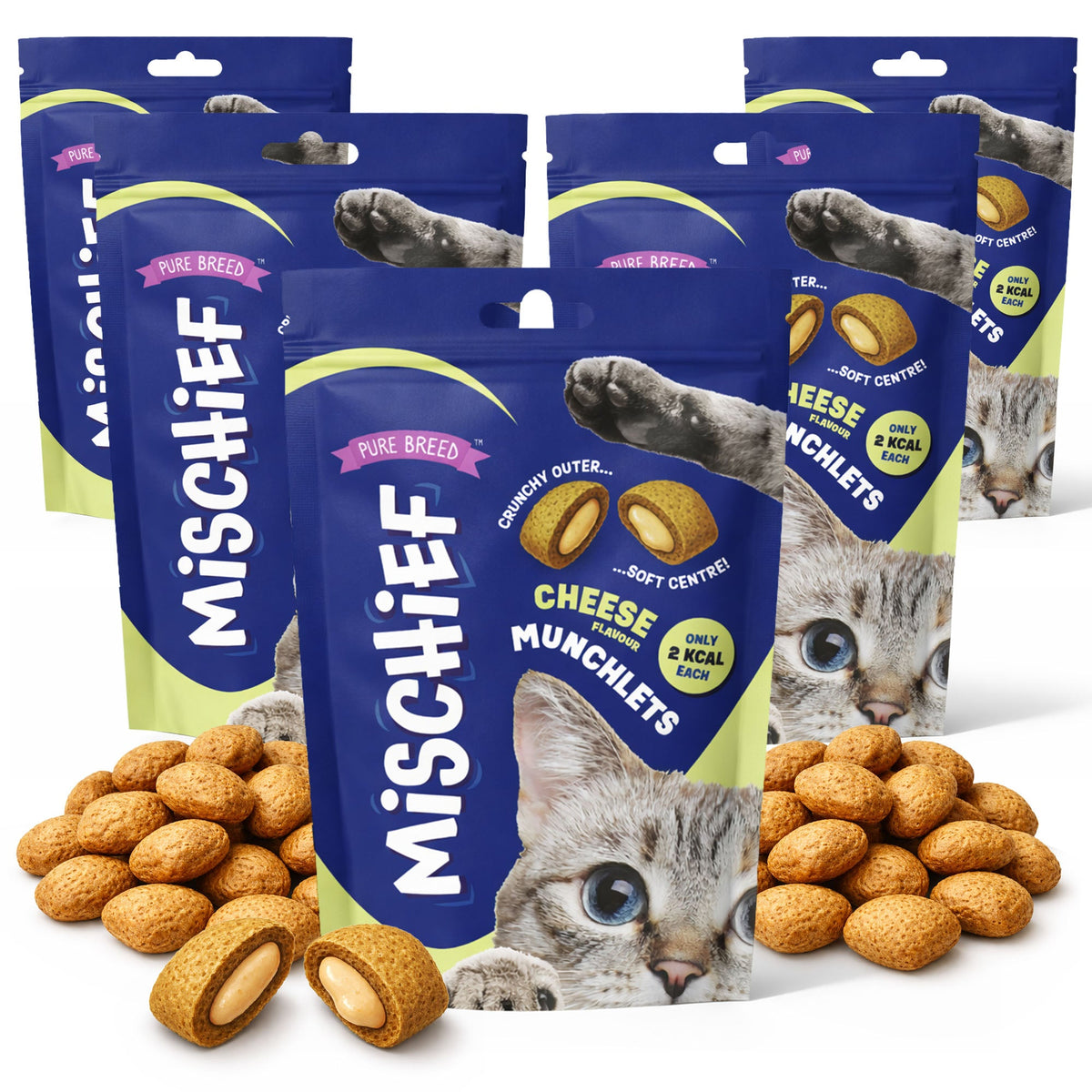 6-12pk Cat Pillow Chews Cheese Crunchy Cat Treats 125g Training Bulk Snack