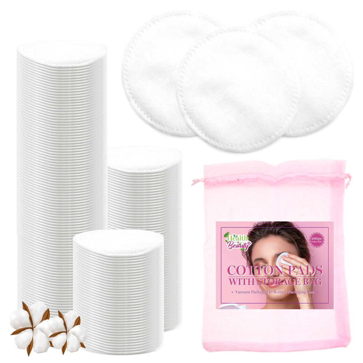 Cotton Wool Pads Round Face Baby Cosmetic | 200 Pack