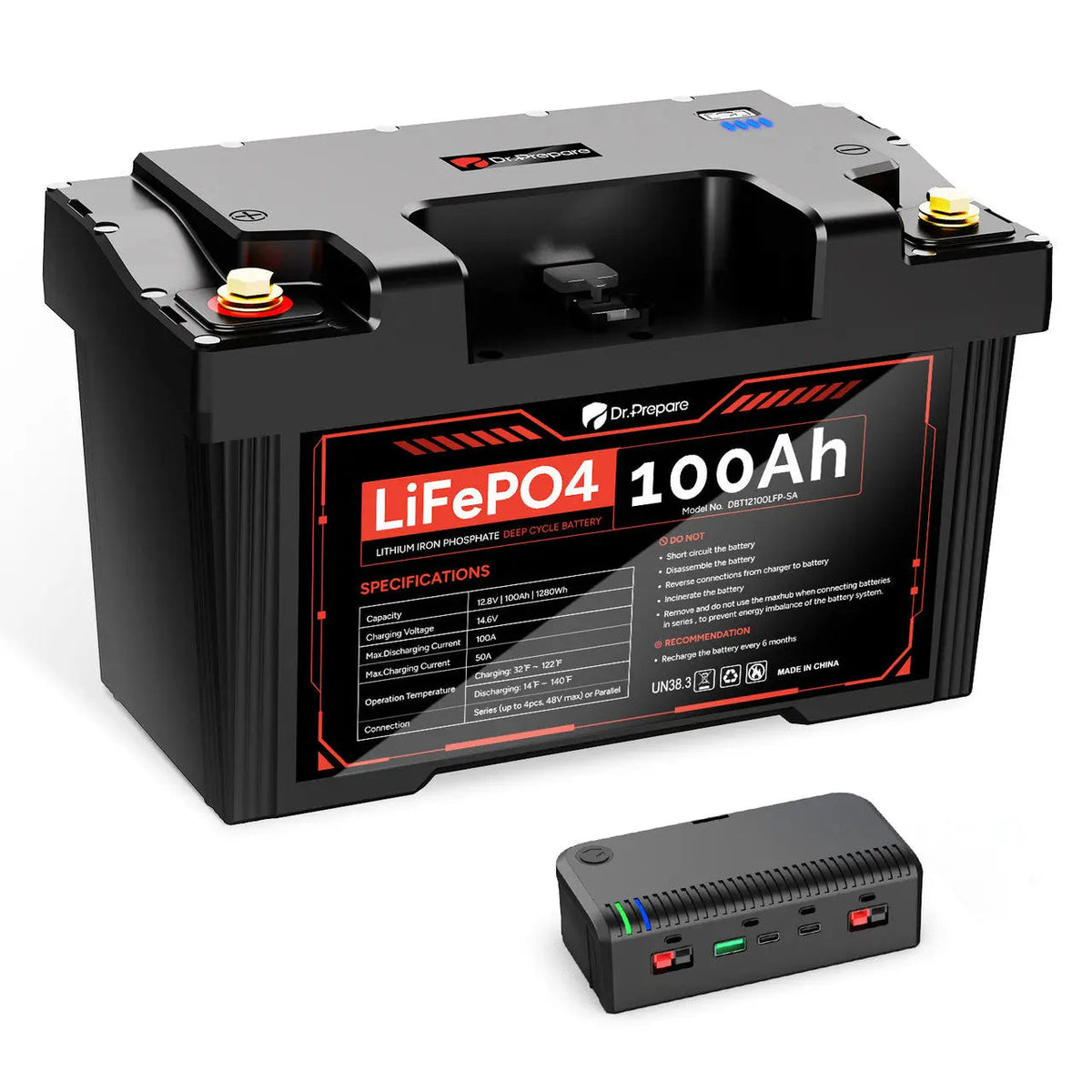 Dr.Prepare 2-in-1 PowerMax LiFePO4 Battery and Portable DC Power Station