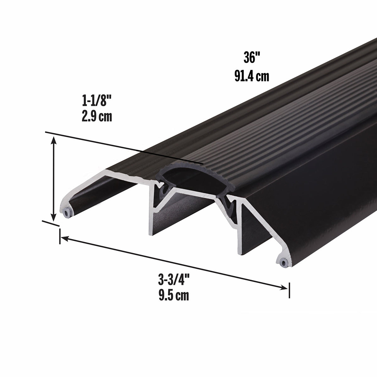 3-3/4 in. x 1-1/8 in. Aluminum and Vinyl Heavy-Duty High-Profile Threshold