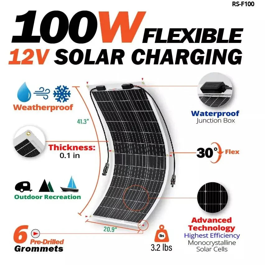 Rich Solar MEGA 100 Watt Flexible Monocrystalline Solar Panel