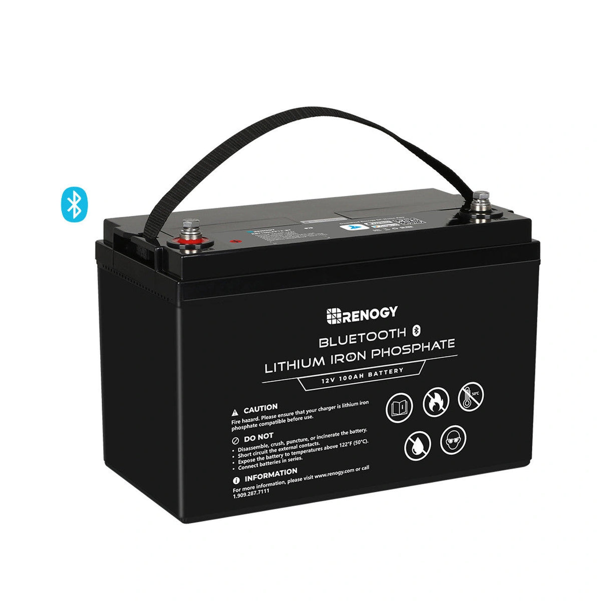 Refurbished 12V 100Ah Lithium Iron Phosphate Battery w/ Bluetooth