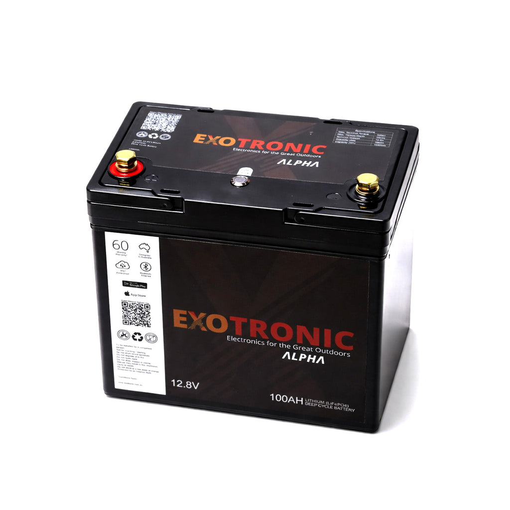 Twin Pack Exotronic 12V 100Ah Alpha IP67 Smart Bluetooth Lithium Batteries