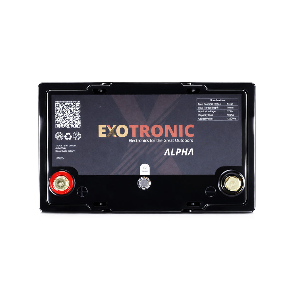 Twin Pack Exotronic 12V 100Ah Alpha IP67 Smart Bluetooth Lithium Batteries