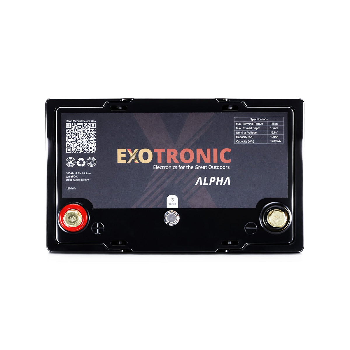 Twin Pack Exotronic 12V 100Ah Alpha IP67 Smart Bluetooth Lithium Batteries