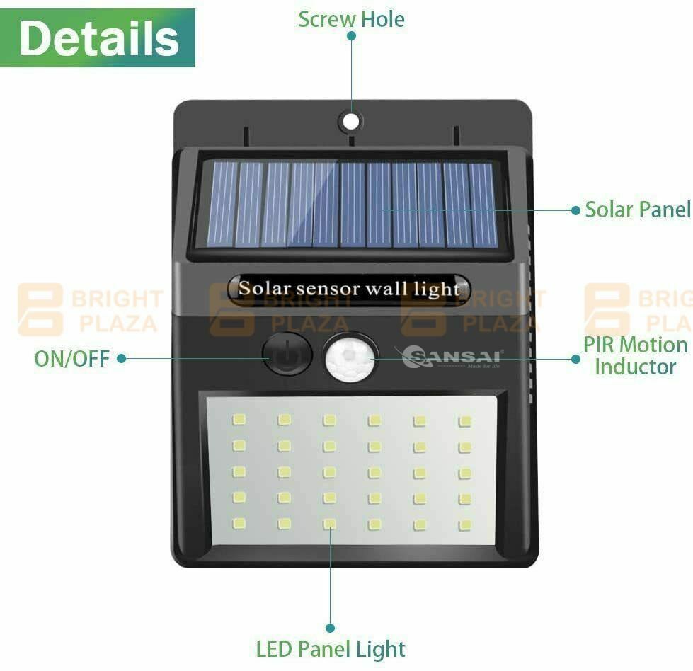 2PK 20 LED Solar Powered PIR Motion Sensor Light Garden Outdoor Security Lights