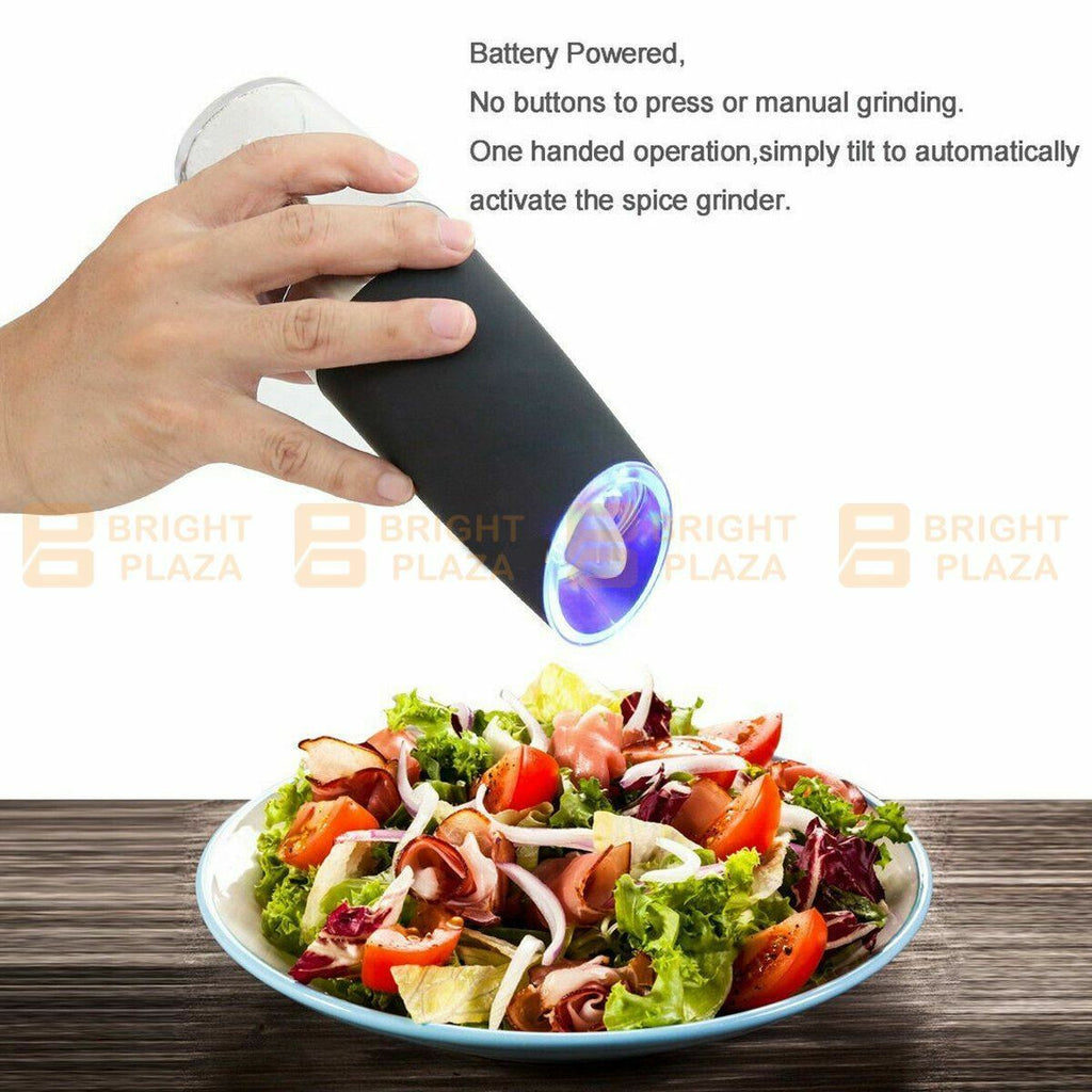 Electric Salt Pepper Grinder Mill Shakers Stainless Steel LED Light Battery Auto