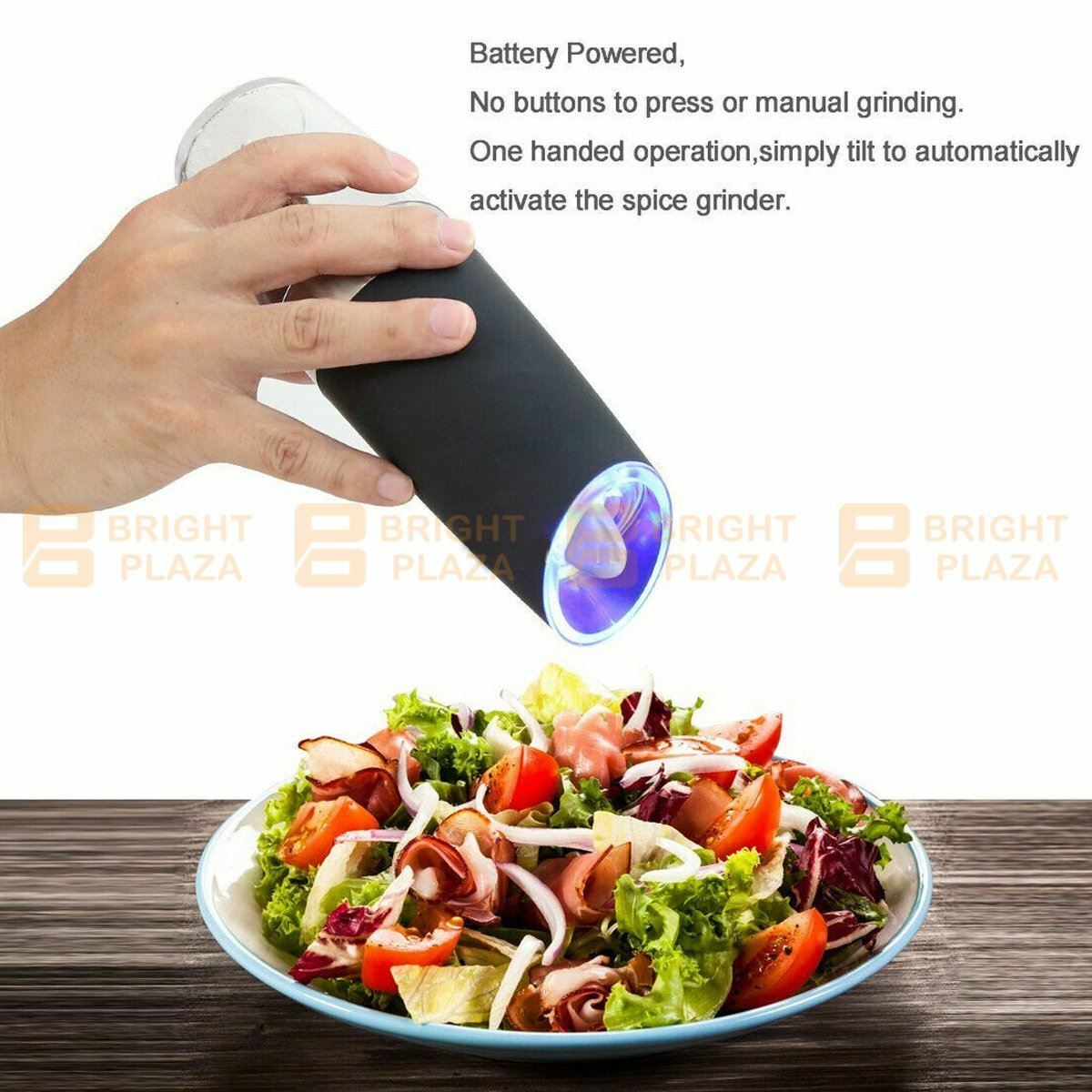 Electric Salt Pepper Grinder Mill Shakers Stainless Steel LED Light Battery Auto