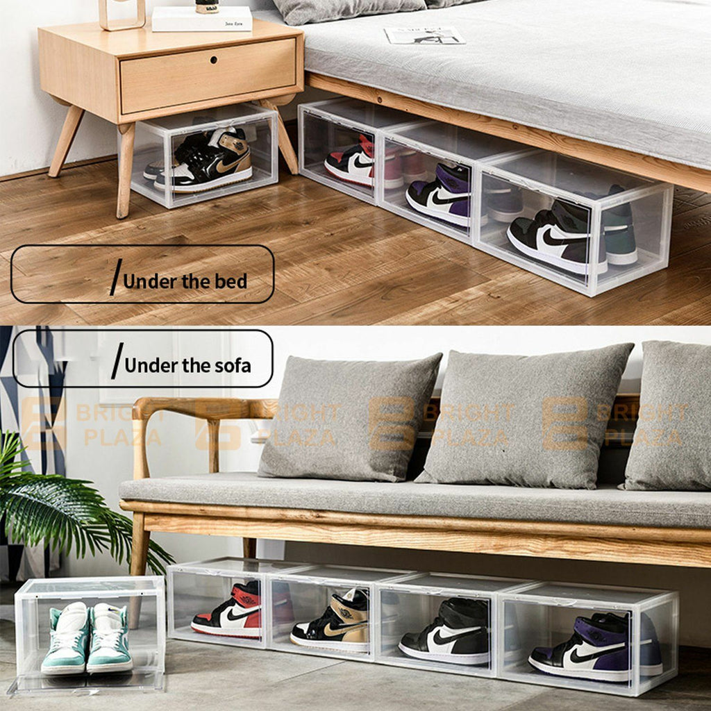 Premium Sneaker Display Shoe Box Storage Case Clear Plastic Boxes Side Stackable