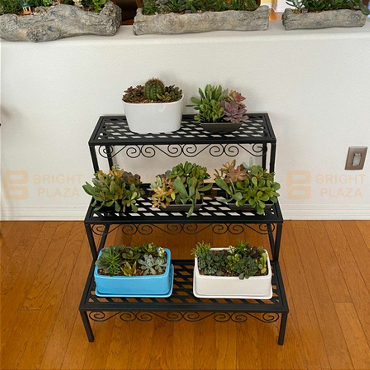 3 Tier Metal Plant Stand Flower Pot Planter Display Rack Garden Balcony Shelf