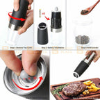 Electric Salt Pepper Grinder Mill Shakers Stainless Steel LED Light Battery Auto