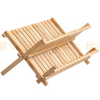 Foldable Natural Wooden Dish Drying Rack Drainer Plate Cup Holder Utensil Tray