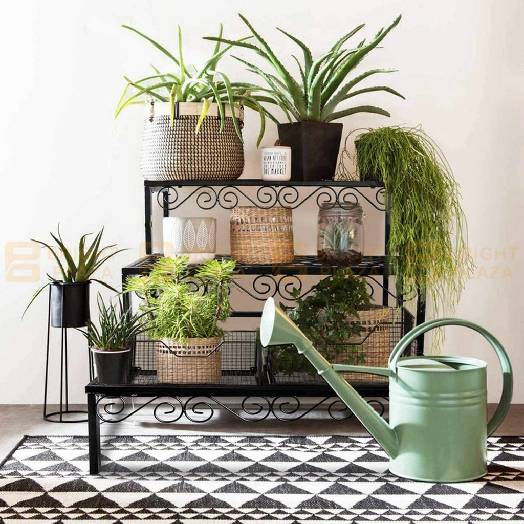 3 Tier Metal Plant Stand Flower Pot Planter Display Rack Garden Balcony Shelf