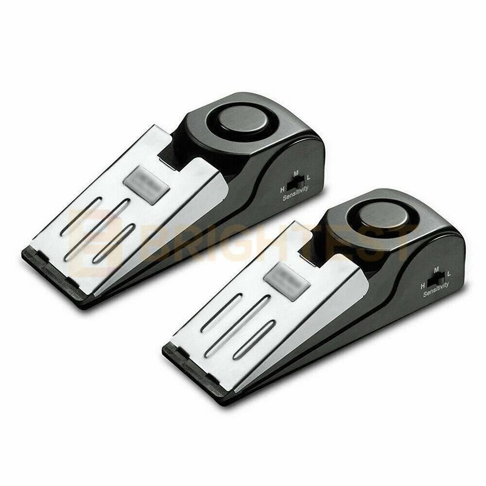 2 x Portable Wedge Door Stop Alarm Device Alerter Home Security Vibration Trigge