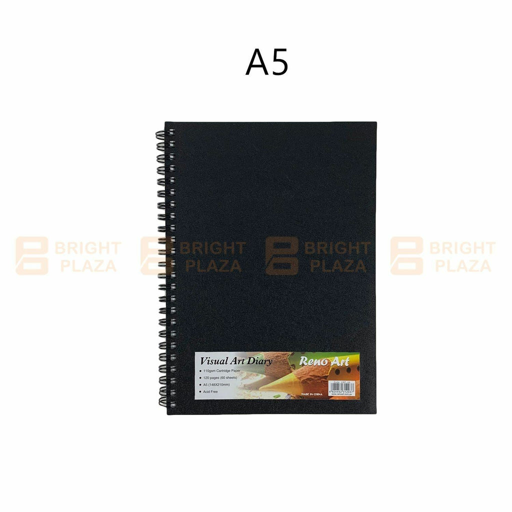Visual Art Diary A3 A4 A5 Hardcover Black Spiral Wire 110gsm 120 Page Draw Paint