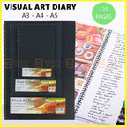 Visual Art Diary A3 A4 A5 Hardcover Black Spiral Wire 110gsm 120 Page Draw Paint