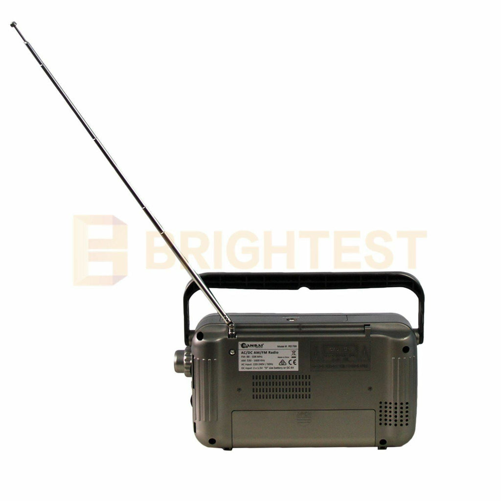 Portable AM/FM Radio Battery Powered AC/DC Earphone Plug Jack Speaker Antenna