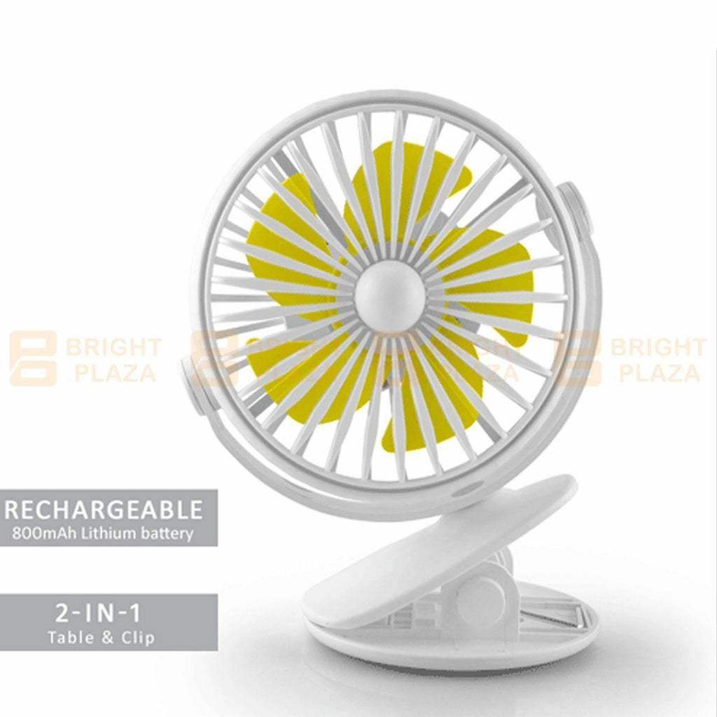 Portable Clip On Small Desk Fan Cooler Cooling USB Rechargeable Desktop Light