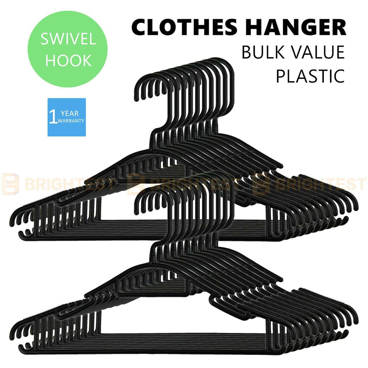 Plastic Coat Hangers Clothes Bulk Black Clothing Coathangers Shirt Suit Swivel H